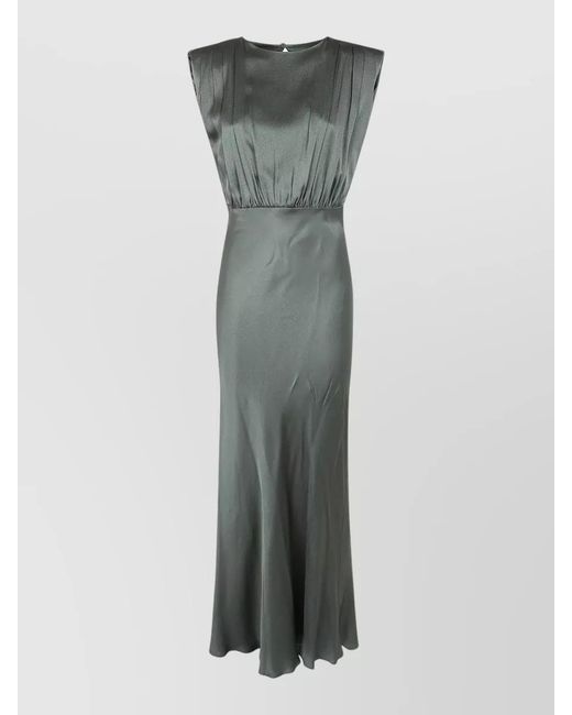 Semicouture Gray Silk Satin Maxi Dress