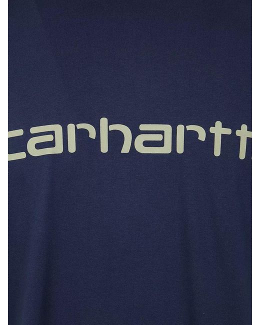 Carhartt Green Script Logo Organic Cotton Short Sleeve T-Shirt for men