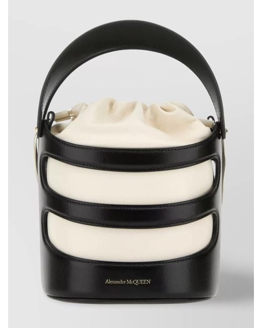 McQueen Black Leather Bucket Bag