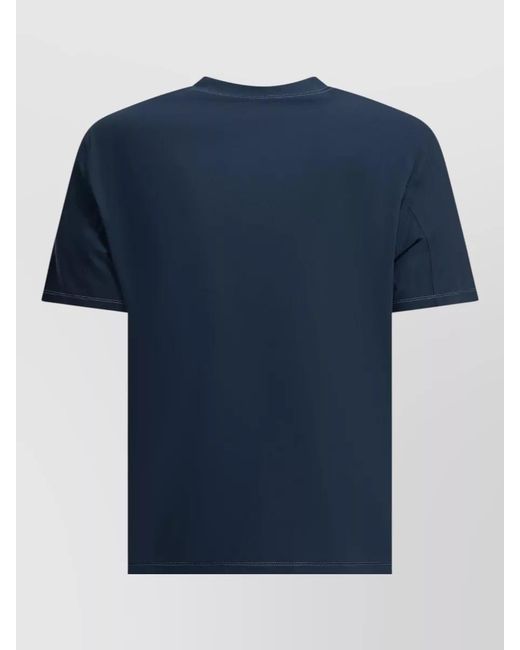 Brunello Cucinelli Blue Logo Crew Neck T Shirt Short Sleeves for men