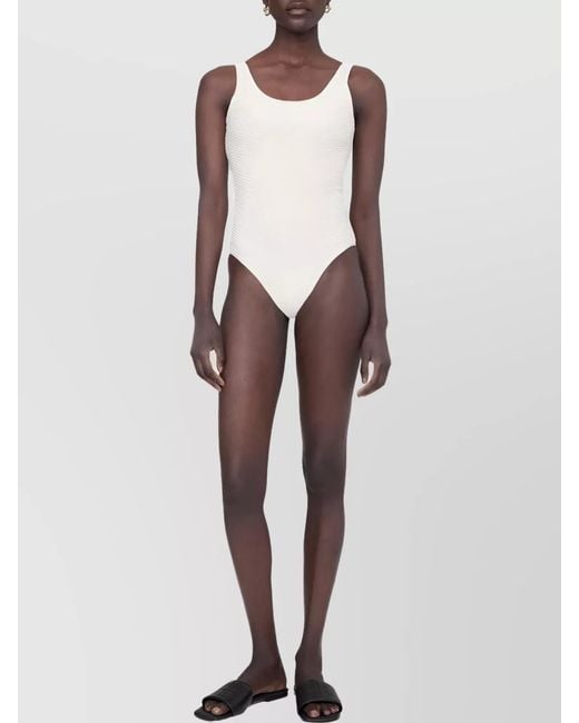 Anine Bing White Textured One-Piece Swimsuit