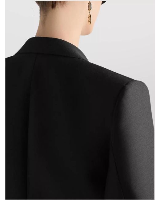Dolce & Gabbana Black Wool Silk Double-Breasted Blazer