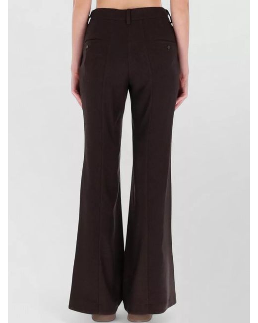 Alysi Black Flannel Trousers Belt Loops Flared Leg