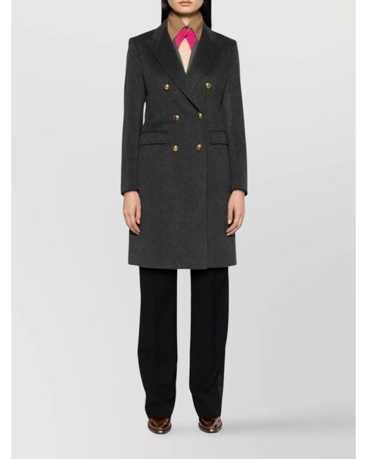 Tagliatore Black Wool Cashmere Double Breasted Coat
