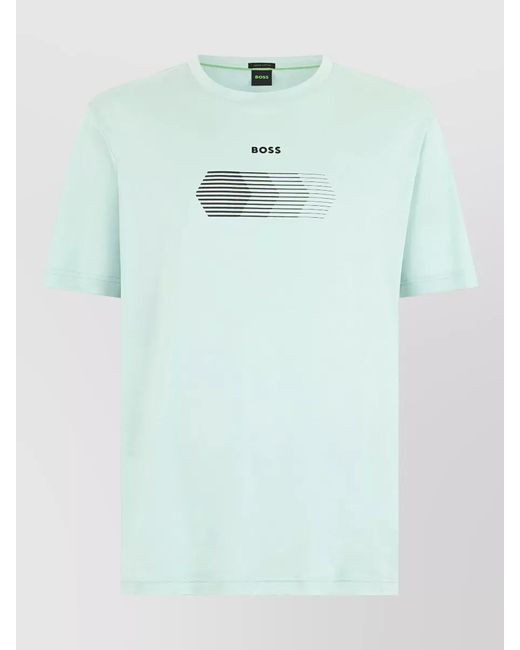 Boss Blue Cotton Regular-Fit Short-Sleeve Graphic-Print T-Shirt for men