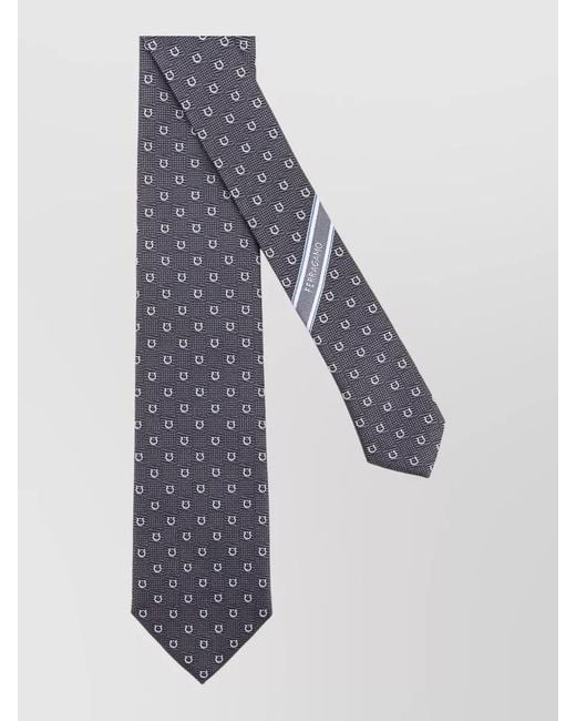 Ferragamo Blue Slim Bow Tie Standard Length Patterned Design for men