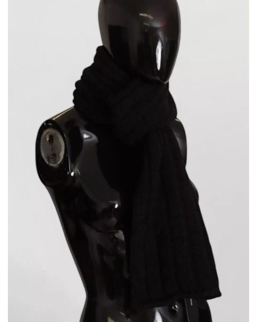 Dolce & Gabbana Black Virgin Wool Cable-Knit Scarf