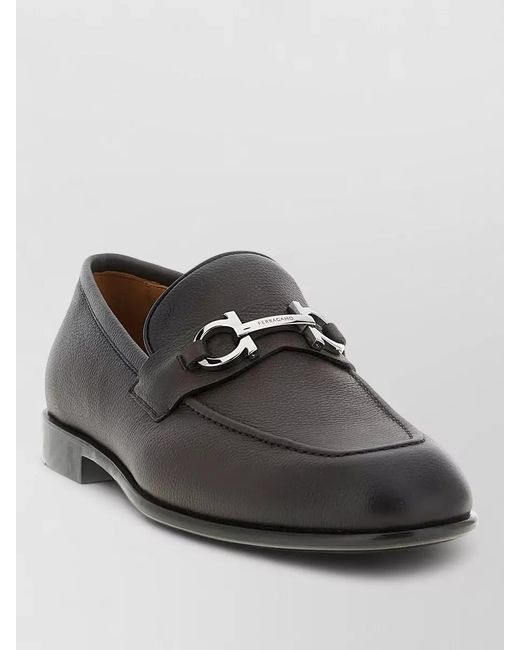 Ferragamo Gray Calfskin Leather Loafers for men