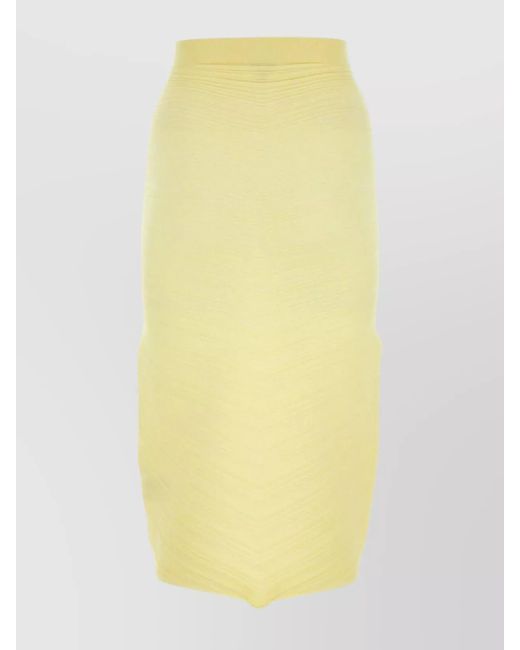 Bottega Veneta Yellow Stretch Cotton Blend Midi Skirt