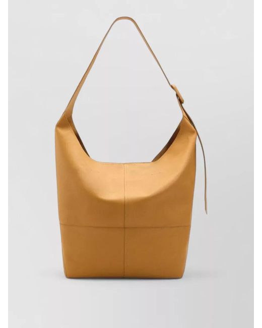 AMI Orange Shoulder Bag Adjustable Strap Stitch Detail