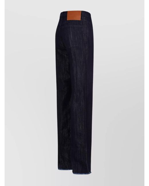 Victoria Beckham Blue Denim Cropped High-Rise Tapered Trousers
