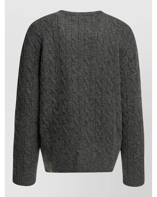 Valentino Garavani Gray Wool Sweater Cable Knit Crew Neck