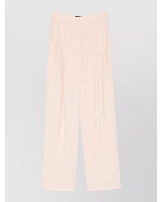 Emporio Armani Pink Tailored Pleated Trousers Side Pockets Wide Leg