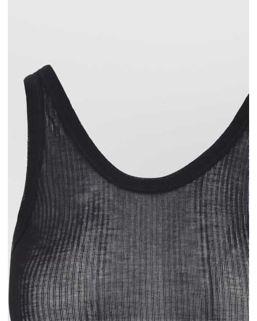 Lemaire Black Silk Blend Sleeveless Tank Top