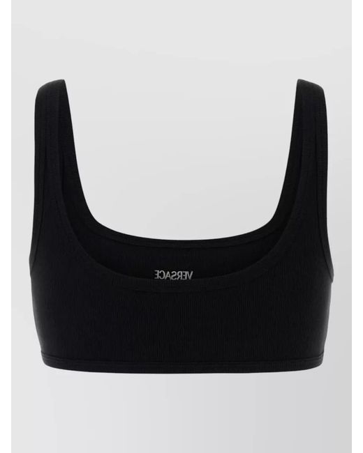 Versace Black Stretch Cotton Bra