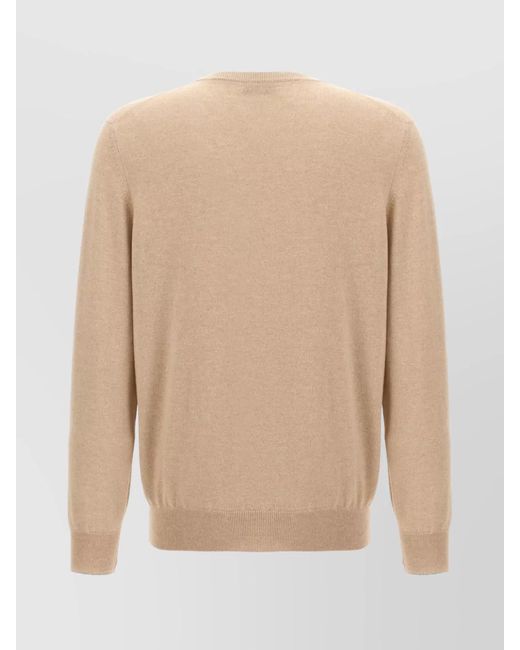 Brunello Cucinelli Natural Cashmere Ribbed Crew Neck Regular Fit Jumper for men