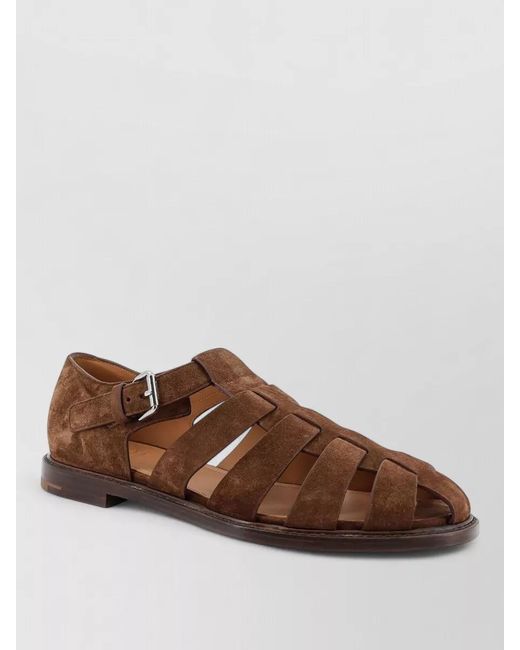 Church's Brown Fisherman Sandals Suede Finish Leather Sole for men