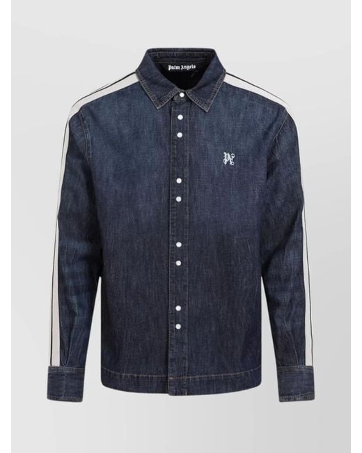Palm Angels Blue Denim Shirt Jacket for men