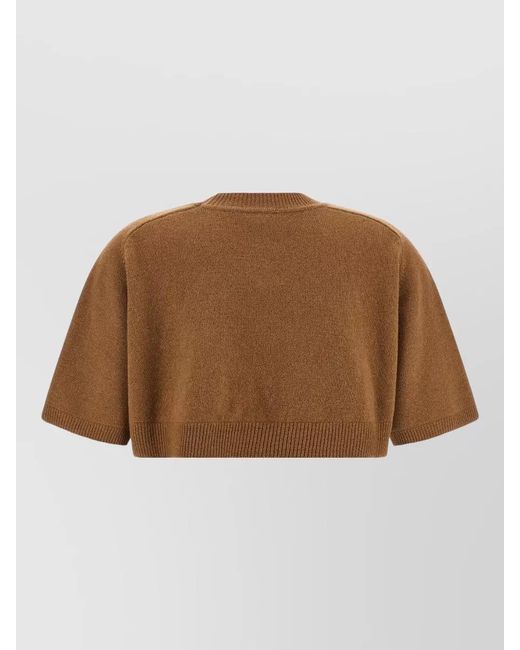 Elisabetta Franchi Brown Wool Cashmere Cropped Top Short Sleeves