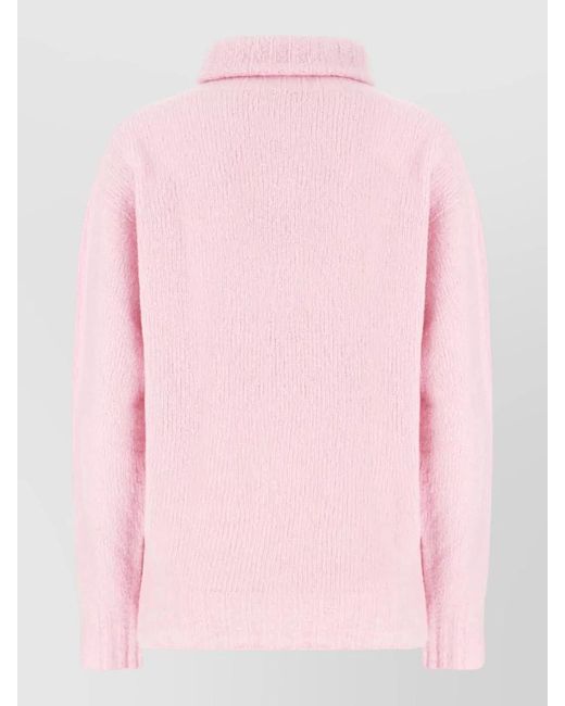 Lardini Pink Knitwear Turtleneck Ribbed Cuffs And Hem
