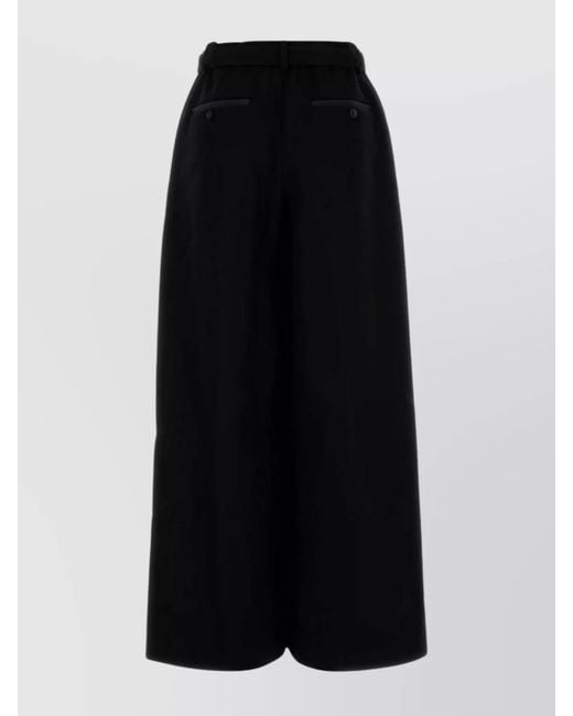Sacai Black Wool Wide-Leg Trousers