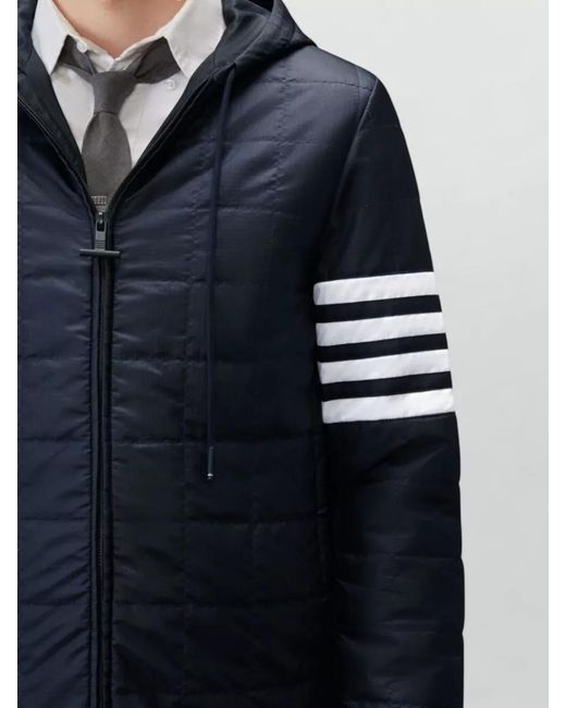 Thom Browne Blue Down Quilted Hooded Puffer Jacket for men