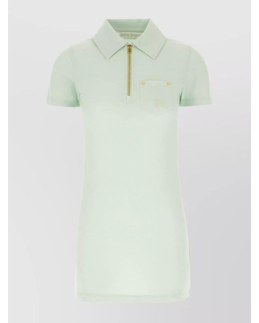 Palm Angels Green Cotton Ribbed Mini Polo Dress