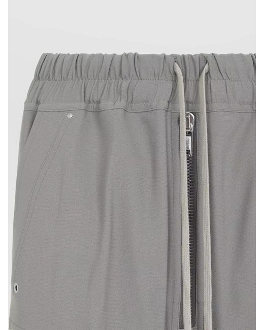 Rick Owens Gray Cargo Pants Wide Leg Multiple Pockets