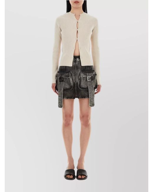 Fendi Natural Ribbed Cotton Slim-Fit Cardigan
