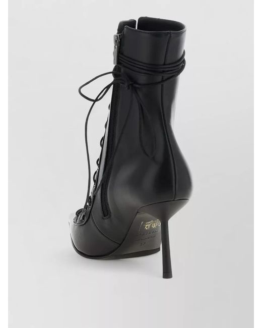 Le Silla Black Leather Colette Lace-Up Ankle Boots