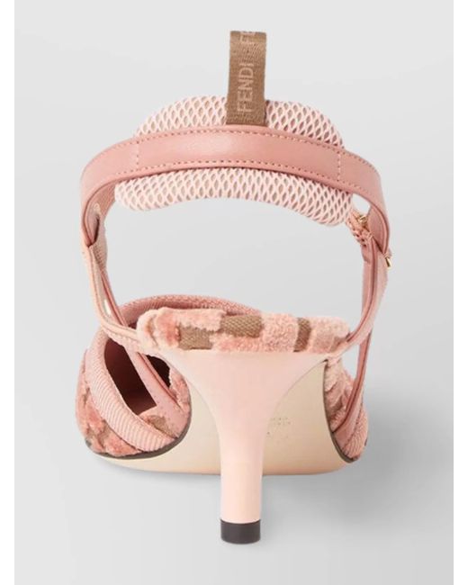 Fendi Pink Jacquard Slingback Pumps