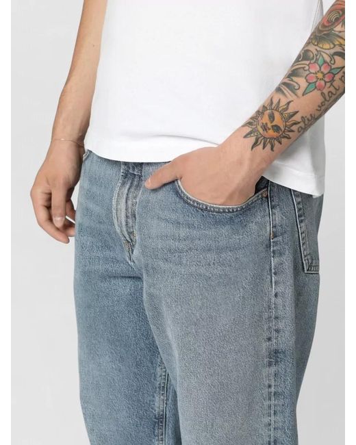 Agolde Blue Baggy Jeans Belt Loops Straight Leg Cut for men