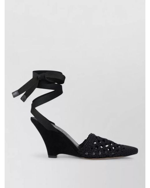 Jacquemus Black Espadrilles Ankle Strap Pointed Toe Wedge
