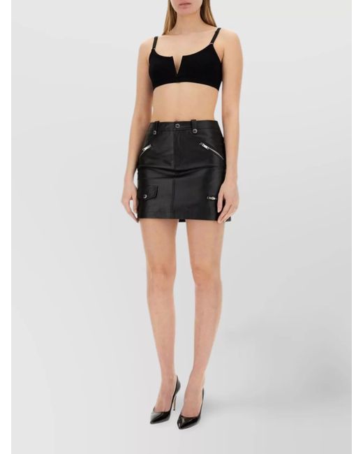 Moschino Black Skinny Fit Midi Skirt With Zipper Pockets