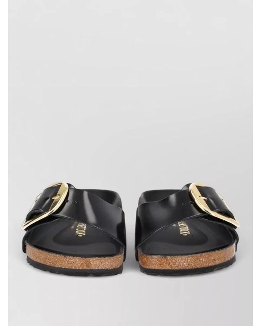 Birkenstock Black Leather Madrid Big Buckle Sandals