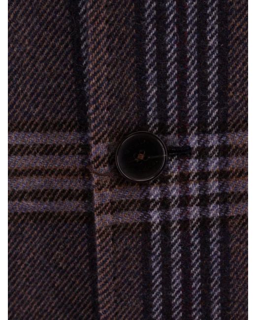 Etro Blue Plaid Cashmere Single-Breasted Coat for men