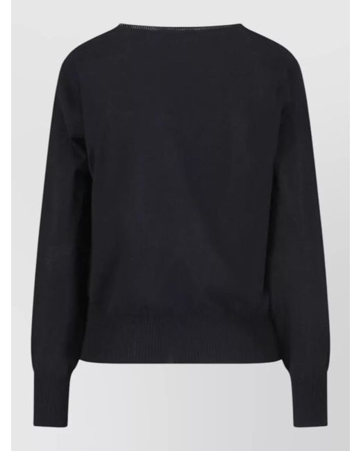 Vivienne Westwood Black Knit Sweater Crew Neck Embroidered Detail