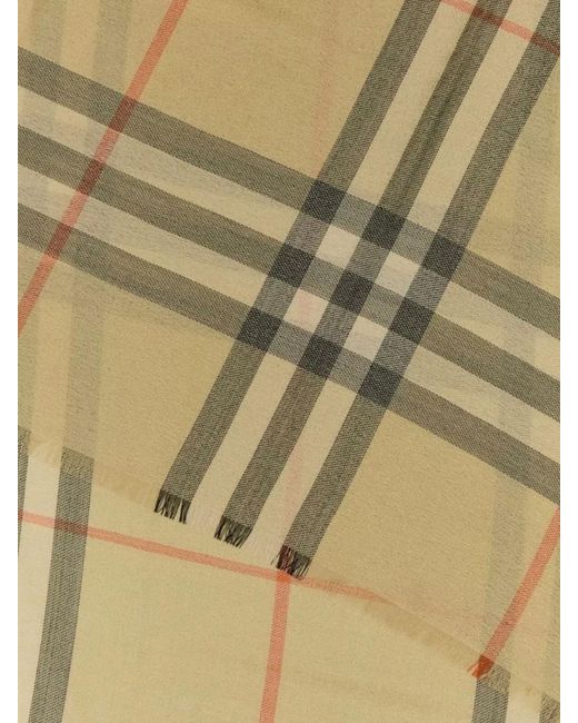 Burberry Natural Embroidered Wool Blend Scarf