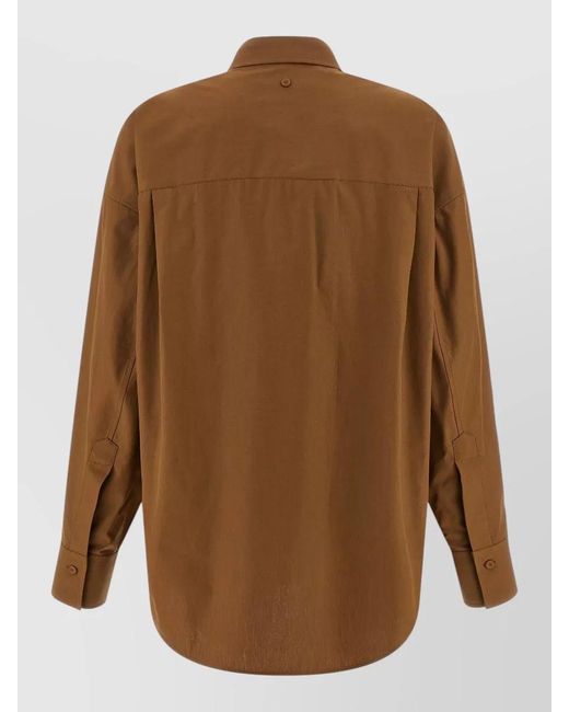 ARMARIUM Brown Candela Blouse Straight Cut Collar Buttoned Cuffs