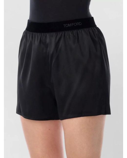 Tom Ford Black Silk Satin Relaxed-Fit Pajama Shorts