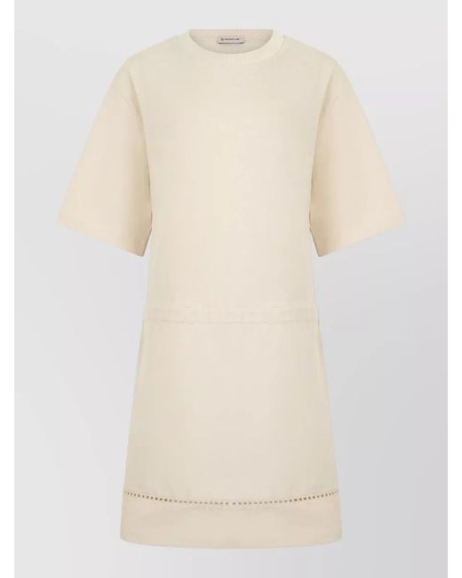 Moncler Natural Cotton Blend Mini Dress T Shirt Style