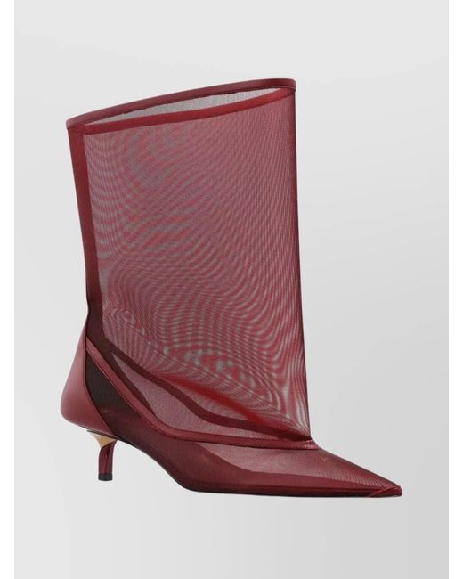 Jacquemus Red Mesh Knee-High Boots