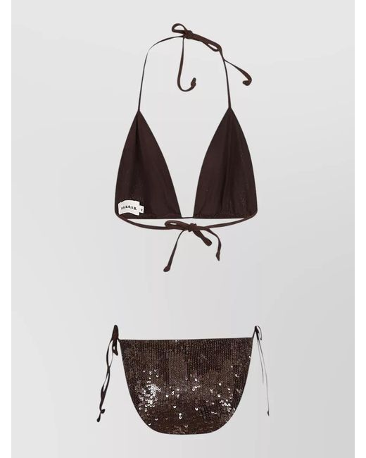P.A.R.O.S.H. White Triangle Bikini Micro Sequins Sliding Cups