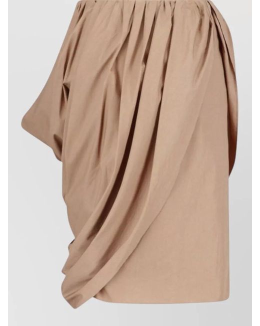 Chloé Natural Cotton Draped Asymmetric Midi Skirt