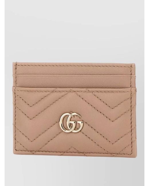 Gucci Natural Leather Card Holder Quilted Design