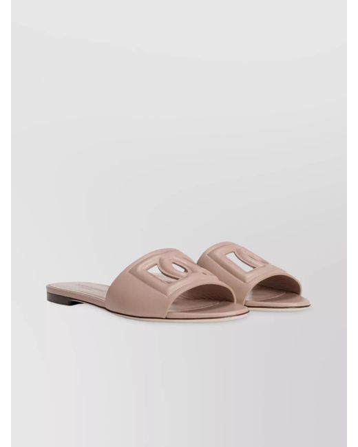 Dolce & Gabbana Multicolor Logo Leather Flat Sandals