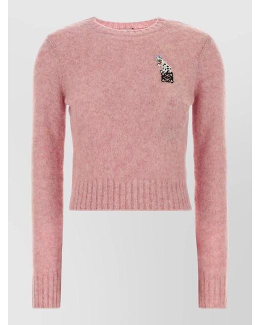 Loewe Pink Ribbed Hem And Cuff Wool Sweater