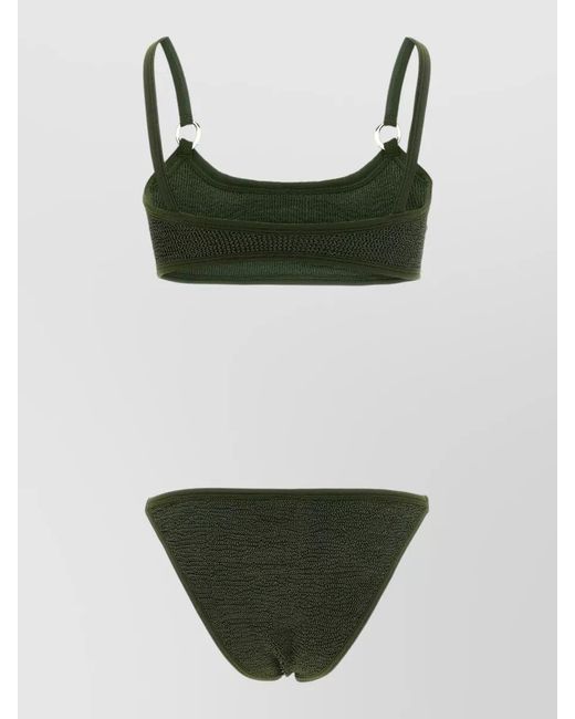 Hunza G Green Iris Bikini Ring Detail Textured Design