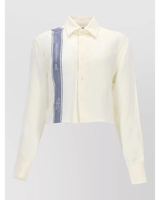 J.W. Anderson White Long Sleeve Collared Shirt Contrast Stripes