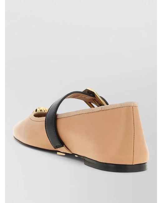 Versace Natural La Medusa Ballet Flats Buckle Detail